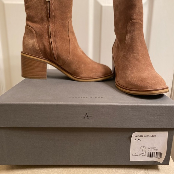 Aquatalia Brigitte Suede Ankle Booties in Whiskey - Picture 3 of 8
